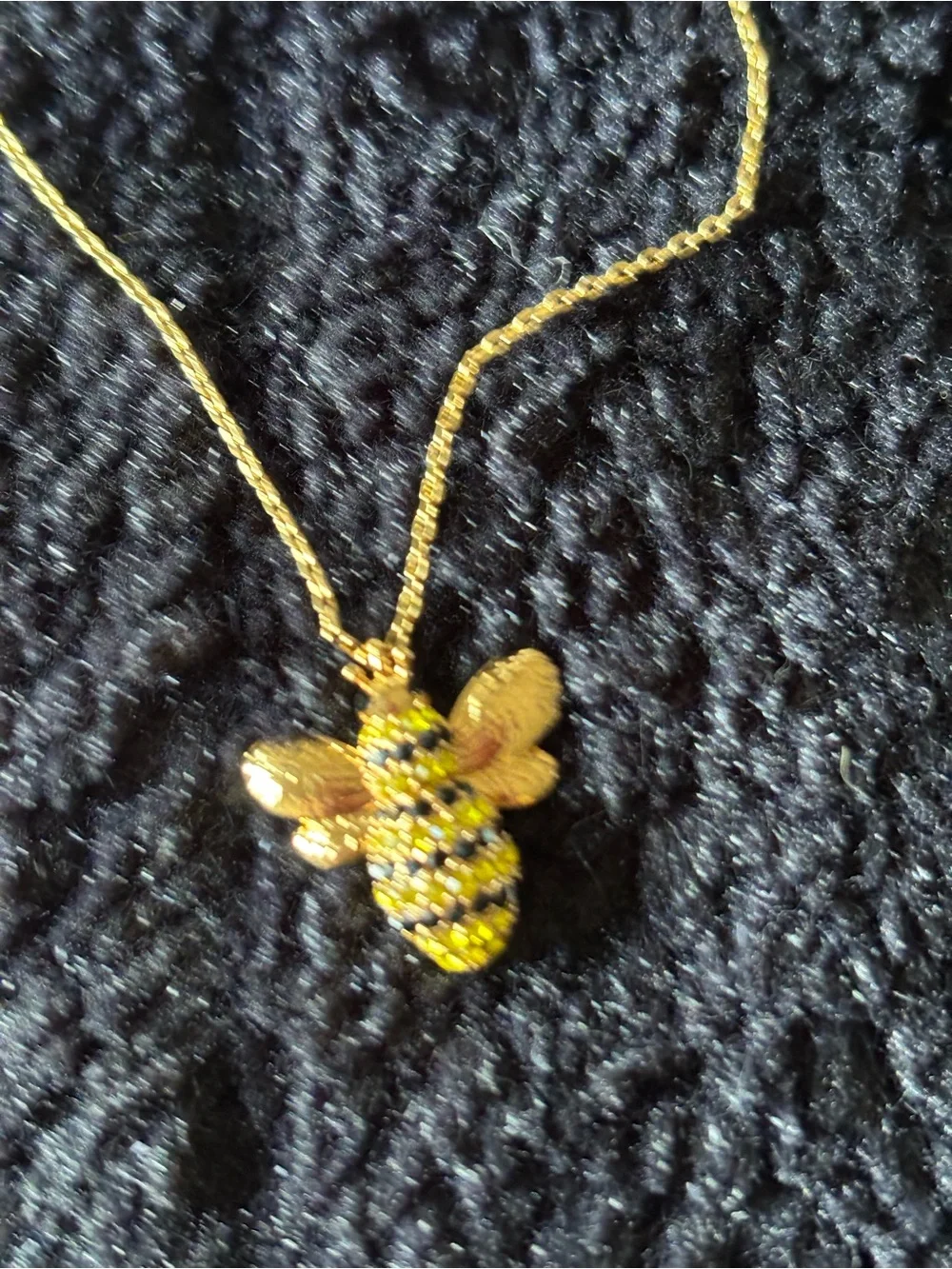 kate spade Gold-tone Bee Pendant Necklace with Yellow and Black Enamel